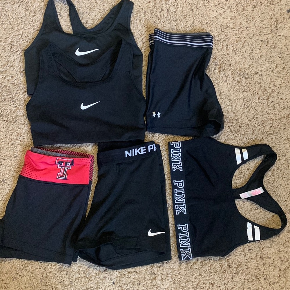 NIKE, Underarmour, and Pink Sports Bras and Spandex